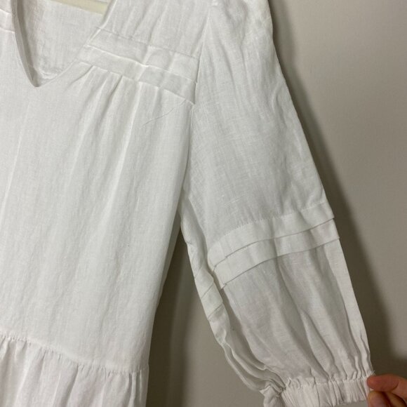 Tyler Boe Meghan Linen Tiered Midi Dress Womens XS Oversized Cottagecore - Picture 5 of 12